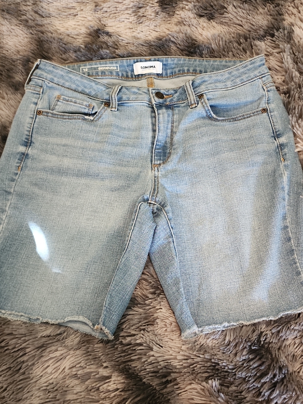 Sonoma Light Blue Women's Denim Bermuda Shorts with Raw Hem